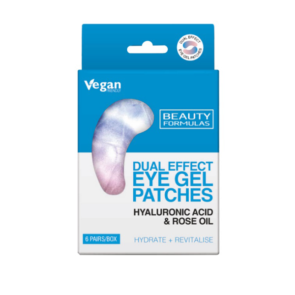 صقات جل تحت العين بيوتي فورمولاز بحمض الهيالورونيك وزيت الورد – Beauty Formulas Hyaluronic Acid & Rose Oil Dual Effect Eye Gel Patches