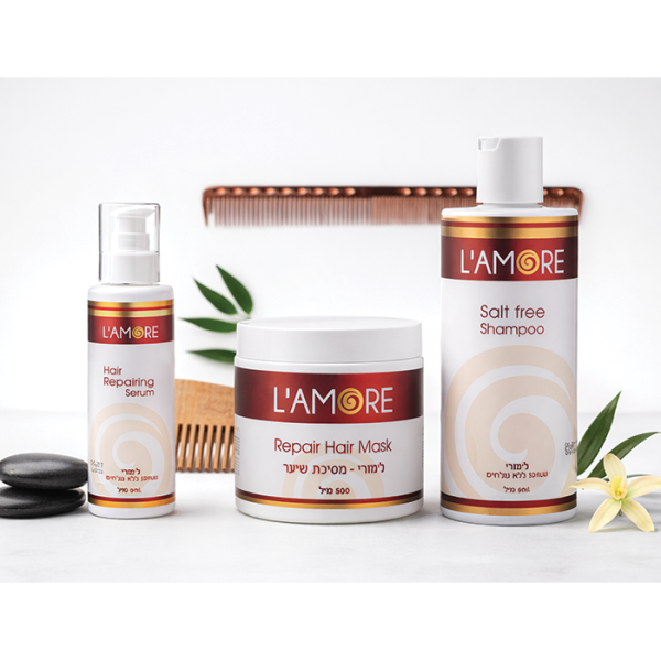 lamore pro & more 500 مل  بكج لامور - شامبو خالي من الاملاح 500 مل  + كريم كيرلي + ماسك 500 كل