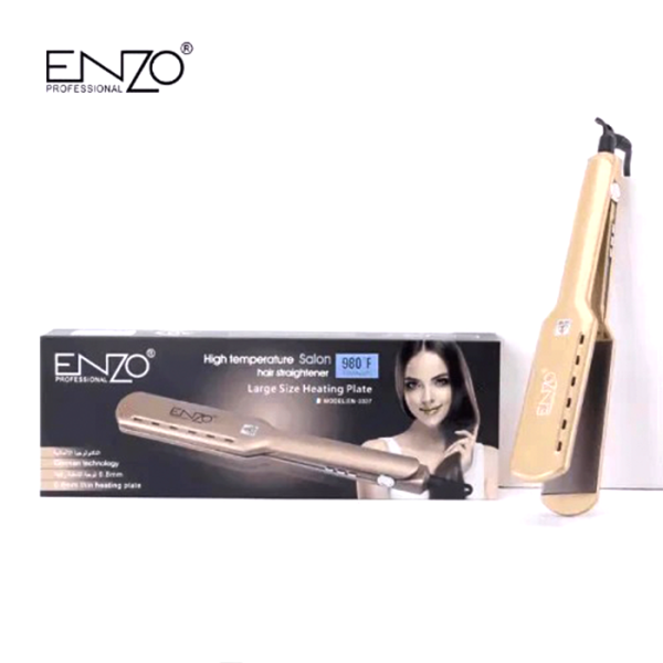 مكواة شعر إنزو سيراميك بطلاء تيتانيوم ذهبي